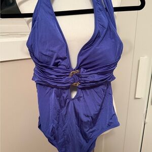 Trina Turk Blue Halter One Piece Swimsuit